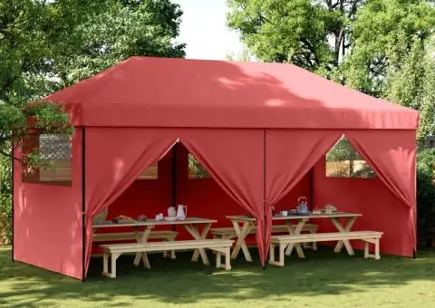 Cort pliabil pentru petreceri cu 4 pereți laterali roșu vișiniu - 1/5
