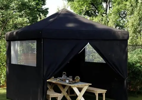 Cort pliabil pentru petreceri cu 4 pereți laterali, negru - 1/5