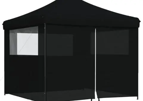 Cort pliabil pentru petreceri cu 4 pereți laterali, negru - 2/5
