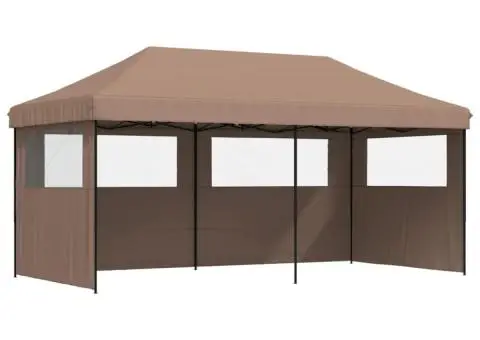 Cort pliabil pentru petreceri cu 3 pereți laterali, maro - 2/5