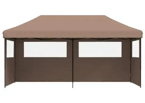 Cort pliabil pentru petreceri cu 3 pereți laterali, maro - 3/5