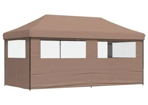 Cort pliabil pentru petreceri cu 3 pereți laterali, maro - 5/5
