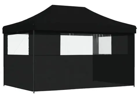 Cort pliabil pentru petreceri cu 3 pereți laterali, negru - 5/5
