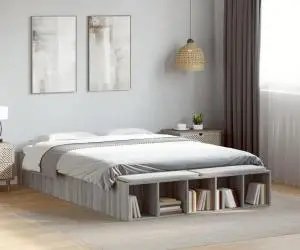 vidaXL Cadru de pat, gri sonoma, 120x200 cm, lemn prelucrat