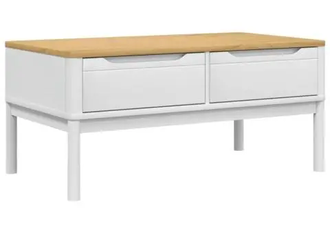 Măsuță cafea "FLORO", alb, 99x55,5x45 cm lemn masiv pin - 2/5