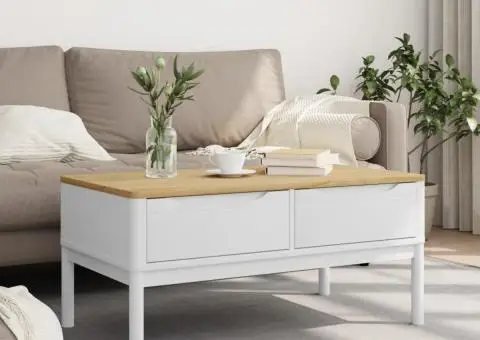 Măsuță cafea "FLORO", alb, 99x55,5x45 cm lemn masiv pin - 3/5