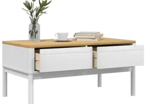 Măsuță cafea "FLORO", alb, 99x55,5x45 cm lemn masiv pin - 4/5