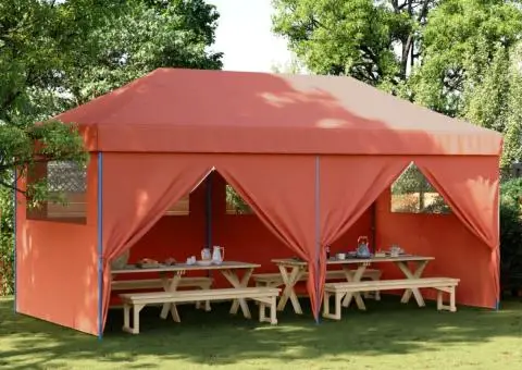 Cort pliabil pentru petreceri cu 4 pereți laterali, cărămiziu - 1/5