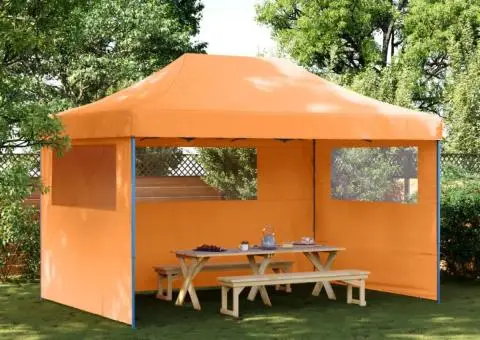 Cort pliabil pentru petreceri cu 3 pereți laterali, portocaliu - 1/5