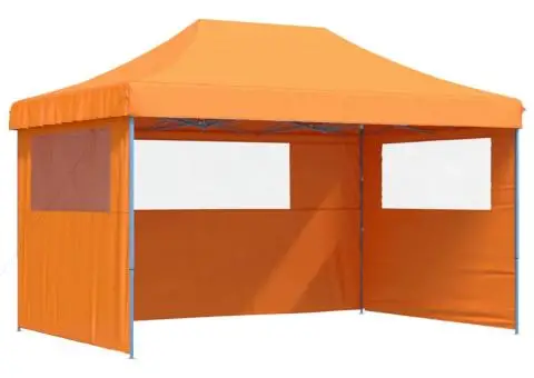 Cort pliabil pentru petreceri cu 3 pereți laterali, portocaliu - 2/5