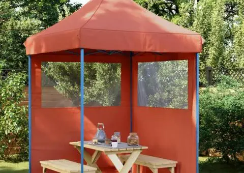 Cort pliabil pentru petreceri cu 2 pereți laterali, cărămiziu - 1/5
