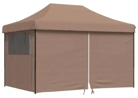 Cort pliabil pentru petreceri cu 4 pereți laterali, maro - 2/5
