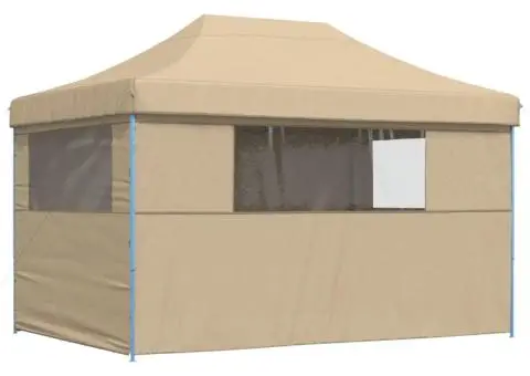 Cort pliabil pentru petreceri cu 4 pereți laterali, bej - 5/5