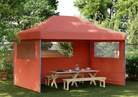 Cort pliabil pentru petreceri cu 3 pereți laterali, cărămiziu - 1/5