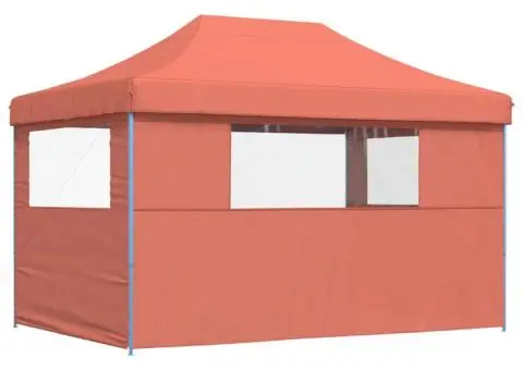 Cort pliabil pentru petreceri cu 3 pereți laterali, cărămiziu - 5/5