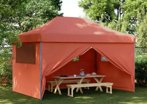 Cort pliabil pentru petreceri cu 4 pereți laterali, cărămiziu - 1/5