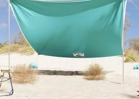 Baldachin de plajă cu ancore de nisip, verde, 304x300 cm - 1/5
