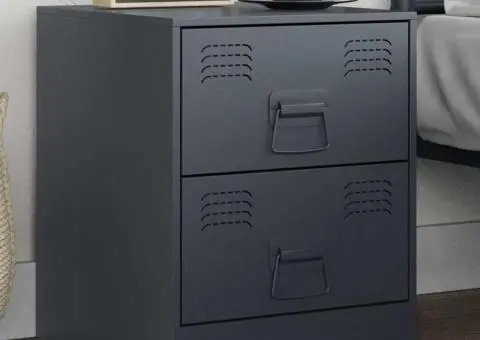 Noptieră, antracit, 34,5x39x44 cm, oțel - 1/5