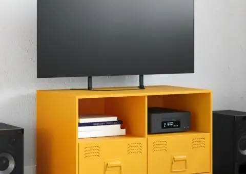 Comodă TV, galben muștar, 67x39x44 cm, oțel - 1/5