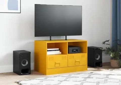 Comodă TV, galben muștar, 67x39x44 cm, oțel - 3/5