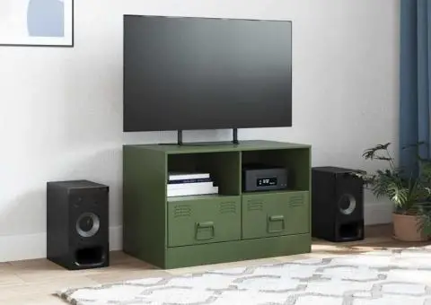 Comodă TV, verde măsliniu, 67x39x44 cm, oțel - 3/5