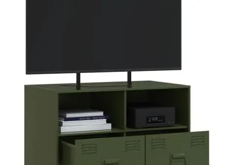 Comodă TV, verde măsliniu, 67x39x44 cm, oțel - 5/5