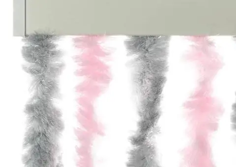 Perdea pentru insecte gri argintiu și roz, 118x220 cm, chenille - 4/5