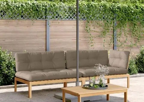 Set canapele grădină cu perne din paleți, 3 piese, lemn acacia - 1/5