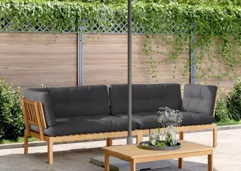 Canapele colț de grădină, 2 buc., cu perne, lemn masiv acacia - 1/5