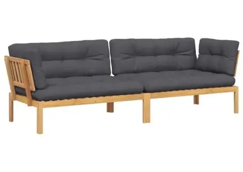 Canapele colț de grădină, 2 buc., cu perne, lemn masiv acacia - 2/5