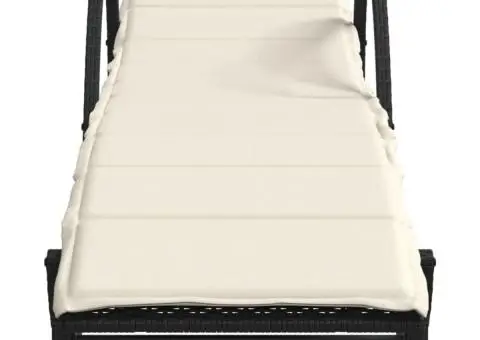 Șezlonguri de plajă cu perne, 2 buc., negru, poliratan - 4/5