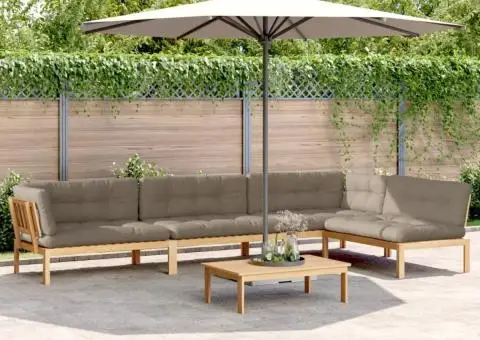 Set canapele de grădină cu perne din paleți 5 piese lemn acacia - 1/5