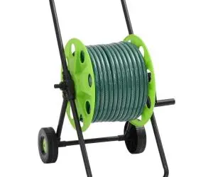 vidaXL Cărucior tambur pentru furtun, verde, cu furtun PVC de 30 m