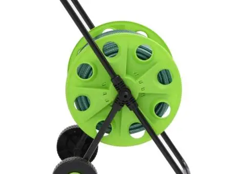 Cărucior tambur pentru furtun, verde, cu furtun PVC de 30 m - 3/5