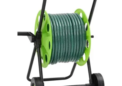 Cărucior tambur pentru furtun, verde, cu furtun PVC de 30 m - 4/5