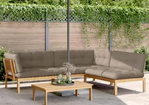 Set canapele de grădină cu perne din paleți 4 piese lemn acacia - 1/5