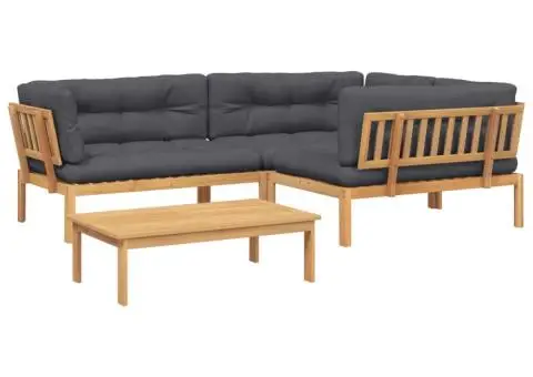 Set canapele de grădină cu perne din paleți 4 piese lemn acacia - 2/5