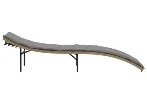 Șezlonguri de plajă cu perne, 2 buc., bej, poliratan - 5/5