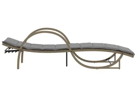 Șezlonguri de plajă cu perne, 2 buc., bej, poliratan - 5/5