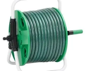 vidaXL Tambur pentru furtun autonom, verde, cu furtun PVC de 50 m