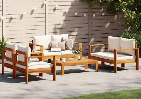 Set de canapele de grădină cu perne, 5 buc., lemn masiv acacia - 1/5