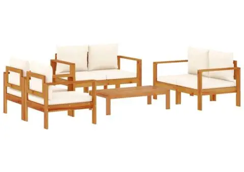 Set de canapele de grădină cu perne, 5 buc., lemn masiv acacia - 2/5