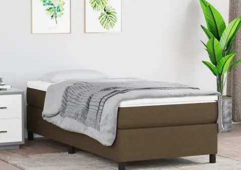 Cadru de pat fără saltea, maro închis, 90x200 cm, textil - 1/5