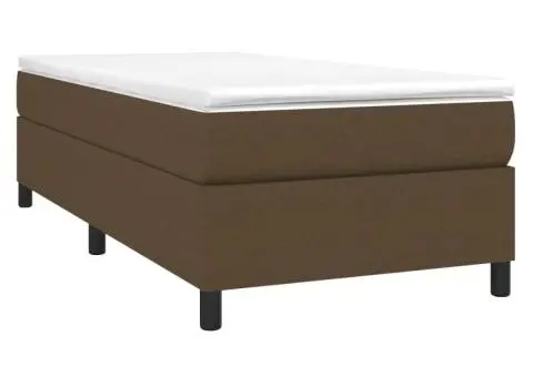 Cadru de pat fără saltea, maro închis, 90x200 cm, textil - 3/5