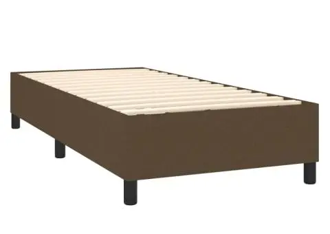 Cadru de pat fără saltea, maro închis, 90x200 cm, textil - 4/5