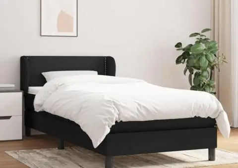 Pat box spring cu saltea, negru, 100x200 cm, textil - 1/5