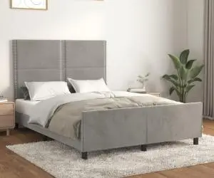 vidaXL Cadru de pat fără saltea, gri deschis, 140x190 cm, catifea
