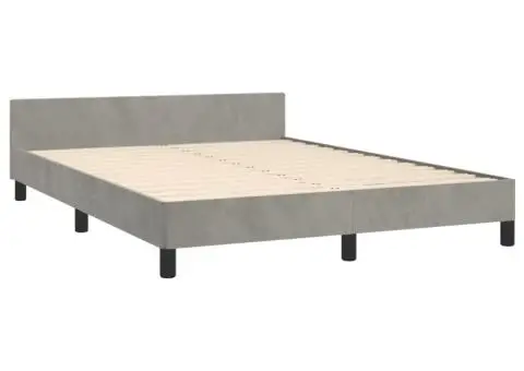 Cadru de pat fără saltea, gri deschis, 140x190 cm, catifea - 5/5