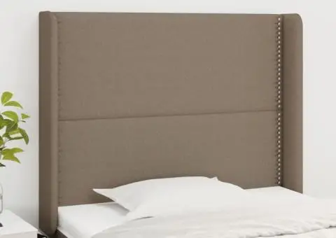 Tăblie de pat cu aripioare gri taupe 83x16x118/128 cm textil - 1/5