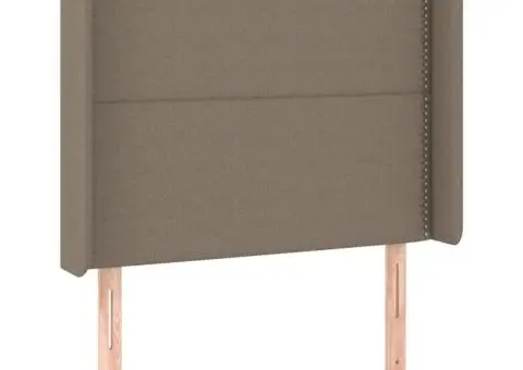 Tăblie de pat cu aripioare gri taupe 83x16x118/128 cm textil - 2/5